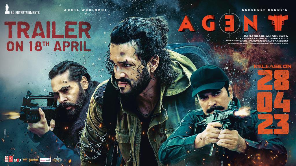 #AgentTrailer out on APRIL 18th Stay Excited for the Massive Launch #AGENTonApril28th at #PVR @AkhilAkkineni8 @mammukka #DinoMorea @sakshivaidya99 @DirSurender @AnilSunkara1 @VamsiVakkantham @AKentsOfficial @LahariMusic @TSeries @shreyasgroup