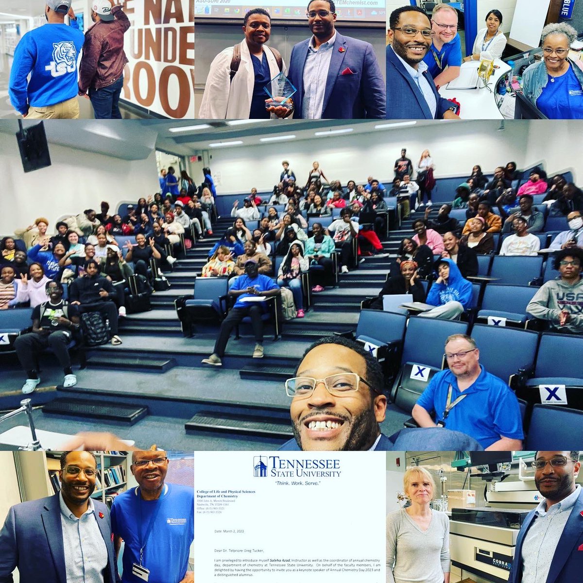 Met some brilliant student minds showcasing their emerging research then dropped some gems for seminar on #TechTransfer &amp; #IP for my fellow tigers #TSU Chem Day ‘23 plus a lab tour w/ #NOBCChE Pres. Renã #Vandy combating Alzheimer’s disease, diabetes, and more - impressive! #UofL