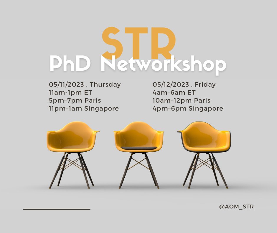 STR - Strategic Management Division (@aom_str) on Twitter photo Attention job seekers for 2023-24! Join the #STRongerTogether PhD Networkshop on May 11th or 12th. Register by April 20th to secure your spot: str.aom.org/events/eventde… 💪💪💪
<a href="/OChatain/">Olivier Chatain</a> <a href="/giada_distefano/">Giada Di Stefano</a> <a href="/tkretschmer_LMU/">Tobias Kretschmer</a> <a href="/luojiao/">Jiao Luo</a> <a href="/jpeggers/">JP Eggers</a> <a href="/foltat/">Tim Folta</a> @isinguler Attention job seekers for 2023-24! Join the #STRongerTogether PhD Networkshop on May 11th or 12th. Register by April 20th to secure your spot: str.aom.org/events/eventde… 💪💪💪
<a href="/OChatain/">Olivier Chatain</a> <a href="/giada_distefano/">Giada Di Stefano</a> <a href="/tkretschmer_LMU/">Tobias Kretschmer</a> <a href="/luojiao/">Jiao Luo</a> <a href="/jpeggers/">JP Eggers</a> <a href="/foltat/">Tim Folta</a> @isinguler