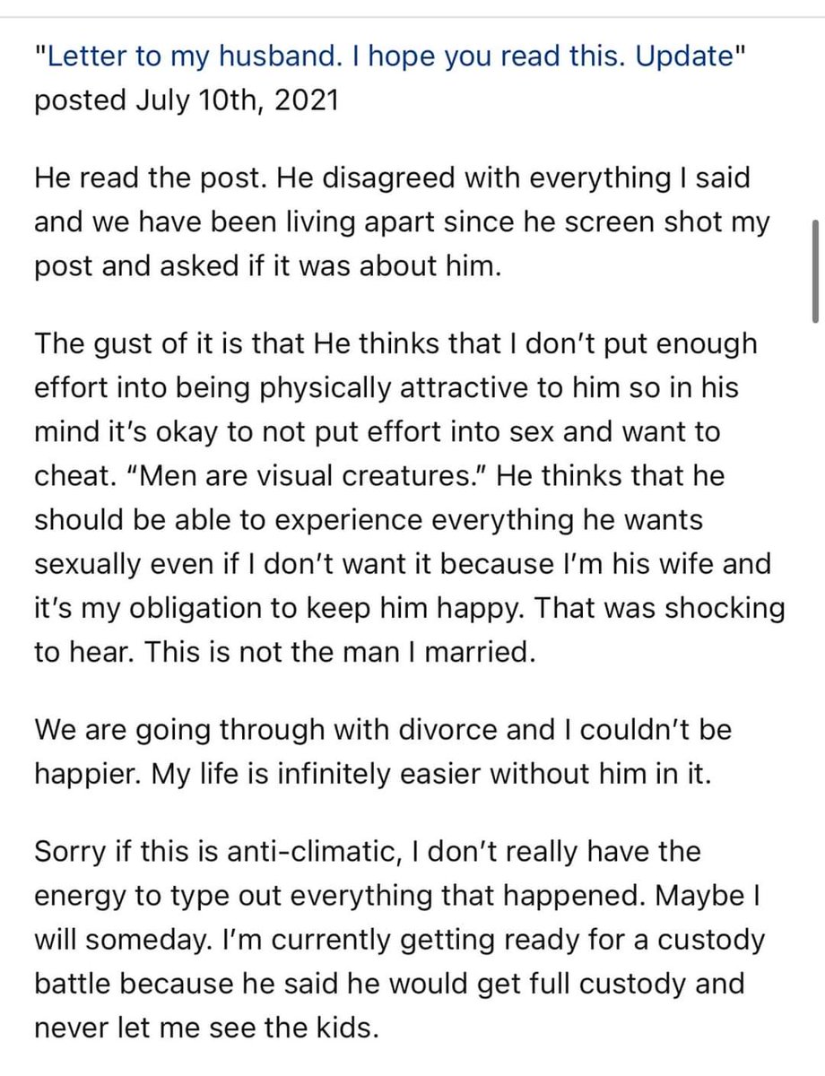 Whenever I see men complaining about their wives not being interested in or losing interest in sex, I have an informed guess why. This reddit breaks down the usual explanations I've heard/read from women. And a happy ending (for her). Women enjoy sex too, if men make it enjoyable