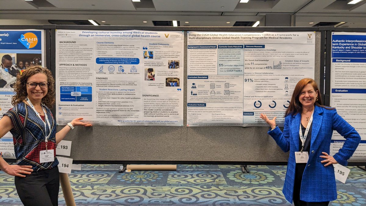 Developing a multi-specialty year-long curriculum in global health for residents took a team! Thx @CUGHnews for the toolkit! @RondiKauffmann @lindsey_zamora @MichaelDewanMD @Josie_haizel @MKynesMD @rhbelcher @vuglobalhealth #CUGH2023 @VUMCglobalanes @VUMCGlobalSurg