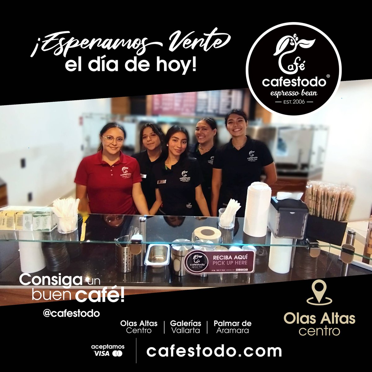 ¡Esperamos verte el día de Hoy!, ahora también en esta nueva ubicación:  Aquiles Serdán 194- L1 (Frente a Molino de Agua)
Lunes a Domingo de 7:00 AM a 9:00 PM
Consiga un buen café! | <a href="/cafestodo/">cafestodo</a>

Maps| goo.gl/maps/ra2cGF4rB…