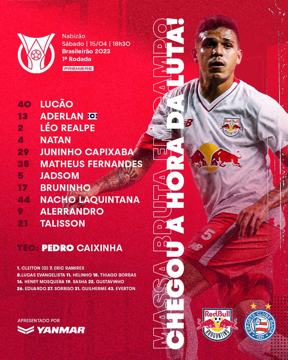 #BRASIL DEBUT EXITOSO. En el inicio del <a href="/Brasileirao/">Brasileirão Betano</a>, <a href="/RedBullBraga/">Red Bull Bragantino</a> le ganó 2 a 1 al <a href="/ECBahia/">Esporte Clube Bahia</a>. En el vencedor, el ex <a href="/OficialCAP/">PEÑAROL</a>, Ignacio Laquintana fue titular y salió a los 70', mientras que Thiago Borbas integró el banco de relevos.