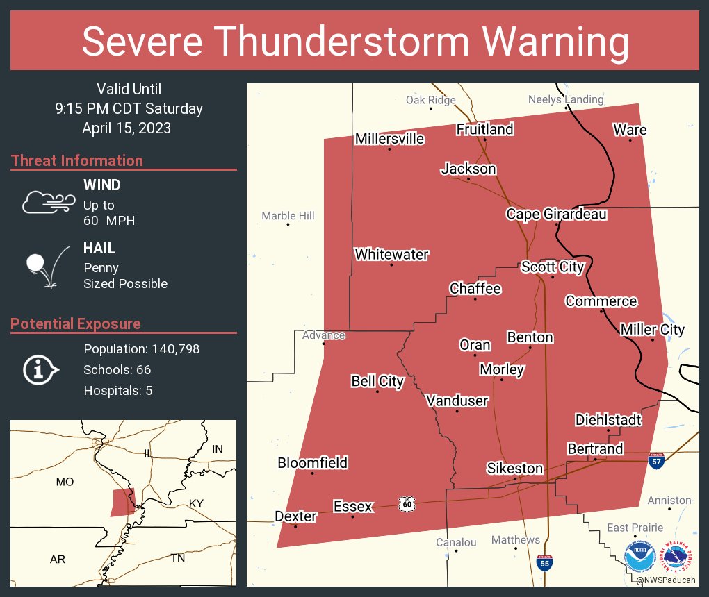 NWS Paducah, KY on Twitter "Severe Thunderstorm Warning including Cape