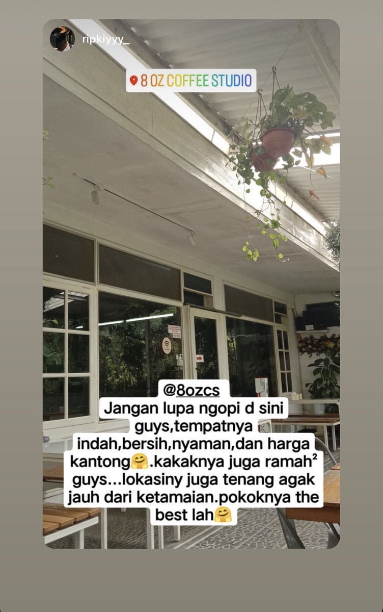 Eight_Ounces's tweet photo. Coffeeshop tenang untuk ngumpul ramerame, atau bincang” seru karo nawak, atau mau fokus #workfromcoffeeshop, yuk cus!
-
@8ozcs
Jl Citandui 74
BUKA 08:00 - 22:00
-
Harga mulai Rp 20ribuan
-
Ramah anak ✅
Ramah anabul ✅
-
@infomalang
#pasarmingguinfomalang https://t.co/EVDrQY40ky