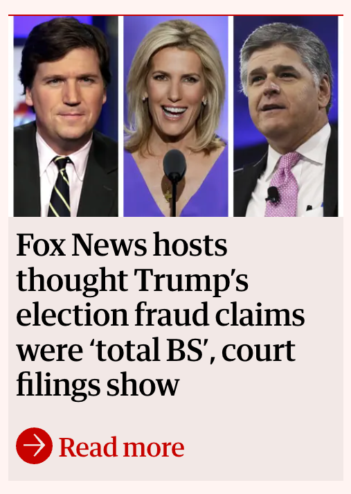ZaZon9253's tweet photo. Another TRUTH is that you can NOT RELY ON #MuskMAGAt favorite, @FoxNews for even a veneer of factual reporting

Fox KNOWINGLY LIED to its viewersheep, AFTER TRUMP's TEAM TOLD THEM #Dominion machines performed WITHOUT A SINGLE 'GLITCH' or irregularity DEBUNKING DONALD's TRASH LIE https://t.co/OfvR9xsbpu