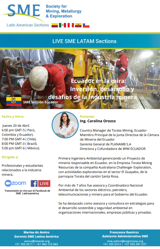 Isa28Pe's tweet photo. 📍Link de registro:https://t.co/MUp9oPivKD
📌Fecha y Hora:
Jueves 20 de Abril.
5:00 pm GMT-6 (México).
6:00 pm GMT-5 (Perú, Colombia y Ecuador).
8:00 PM GMT-3 ( Chile y Brazil).

Ponente: Ing. Carolina Orozco
Country Manager de Torata Mining, Ecuador https://t.co/yMYqUzOjau