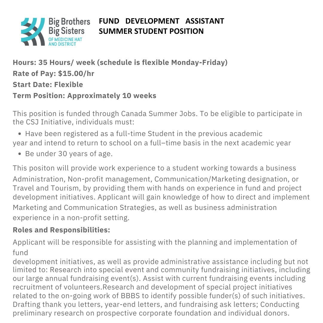 Attention students! We are currently hiring two summer positions for a Fund Development Assistant and Group Program Coordinator. Interested candidates are encouraged to apply before May 5th, 2023! #hiring