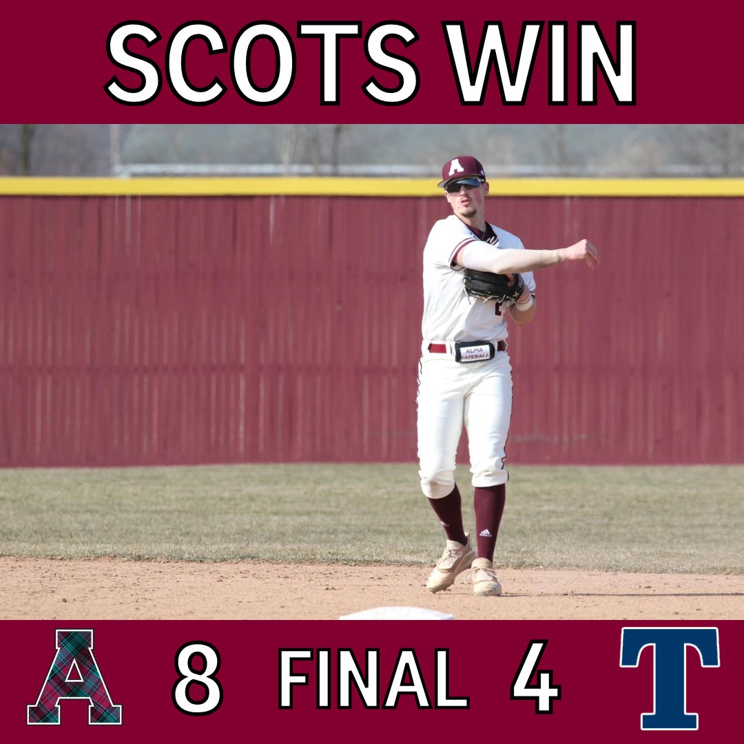 AlmaScots's tweet photo. Bring out the brooms again! 🧹🧹🧹

Baseball picked up two more big #SCOTSWINS as they swept Trine University over the three-game series this weekend! 
@AlmaScotsBSB https://t.co/C9qg10XKiw