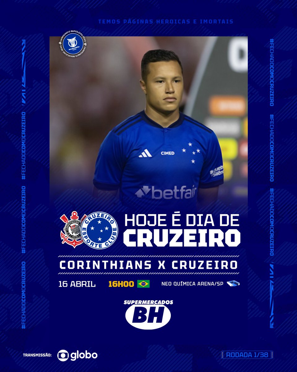 HOJE TEM CRUZEIROOOOOOO! 🦊💙

A primeira das 38 batalhas no Brasileirão. Vamos lutar pelos 3 pontos! 👊 

 #SCCPxCRU #FechadoComOCruzeiro