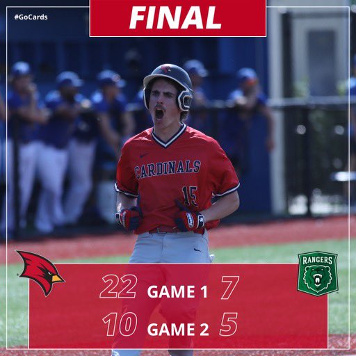 🚨Cardinal ⚾️ Stays Hot🚨 Big H’s up & down the lineup. @AustinSchweiger & @MarkHardenIII both w/ 💣’s. @ColinCornwell & @JaccarW reach base 13 times in the doubleheader @MerillatHunter & @HechtSteven earn Ws on the mound. Pitching staff came away w/ 39:18 K to BB ratio on wknd