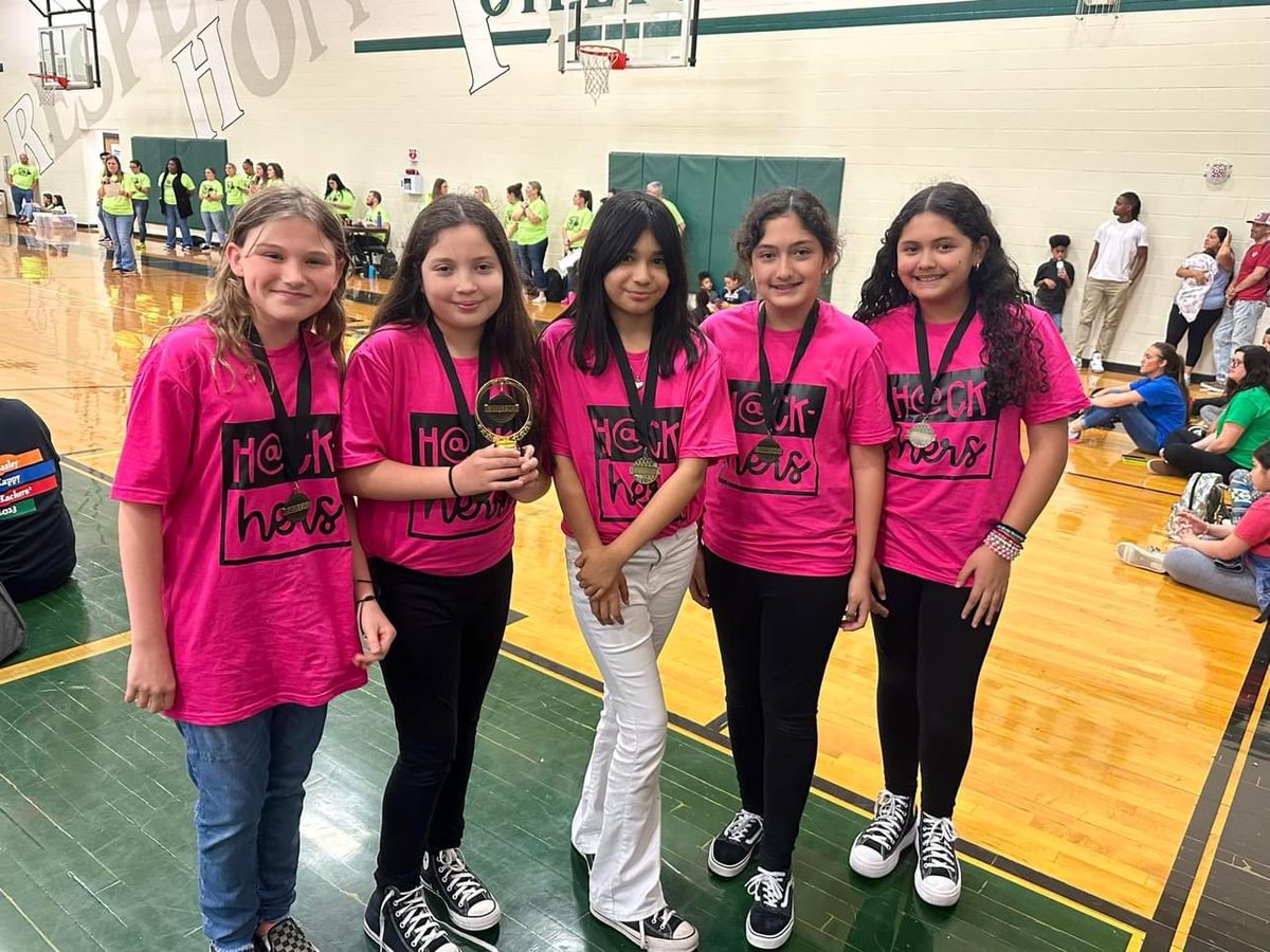 RangeElementary's tweet image. Today, Range’s finest 5th graders competed at MISD’s Code, Play, Talk Hackathon and our girls team, the HackHERS, won FIRST place in the 4-5 Division! Both teams, the HackHERS and Ctrl Alt Elite, rocked it from beginning to end while representing Range’s 3 R’s.@mesquiteisdtx