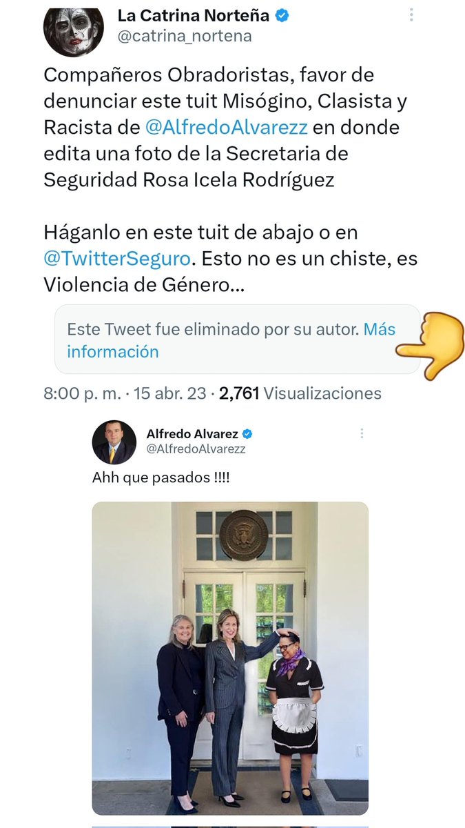 🚨 Ya Se Asustó <a href="/AlfredoAlvarezz/">Alfredo Alvarez</a> y Borró su Tuit

Le tome un Screenshot y aquí abajo se los muestro para que lo denuncien en @TwitterSeguro por Misógino, Racista y Clasista.

Por un México sin Violencia de Género, luchemos como equipo y denunciemos a esta gente enferma...