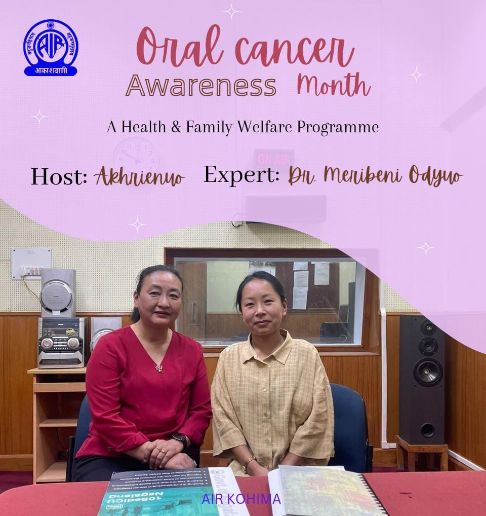 airkohima2's tweet photo. Broadcast an Interview on Oral Cancer Awareness Month with Dr. Meribeni Odyuo, Joint Director, Directorate of Health #Nagaland & SPO #NationalOralHealthProgramme in Health & FW Programme of AIR #Kohima.Interviewer @akhrienuo_kire
@AkashvaniAIR
@ADGPNER
@MoHFW_INDIA
#oralhealth https://t.co/KwXzdfityp
