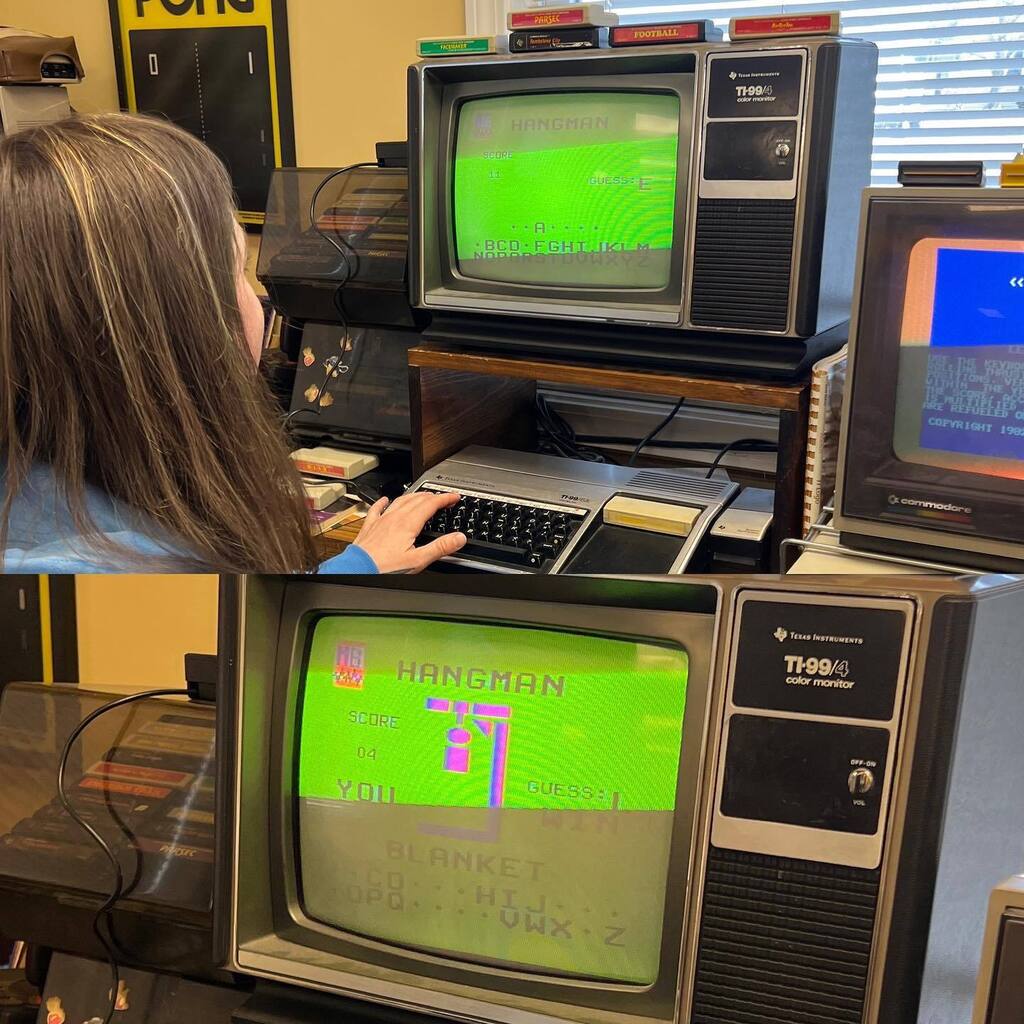 classic hangman on the ti-99 in the learning lab Tags #retro #vintage #computers #computermuseum #museum #old #oldschool #classic #games #gaming