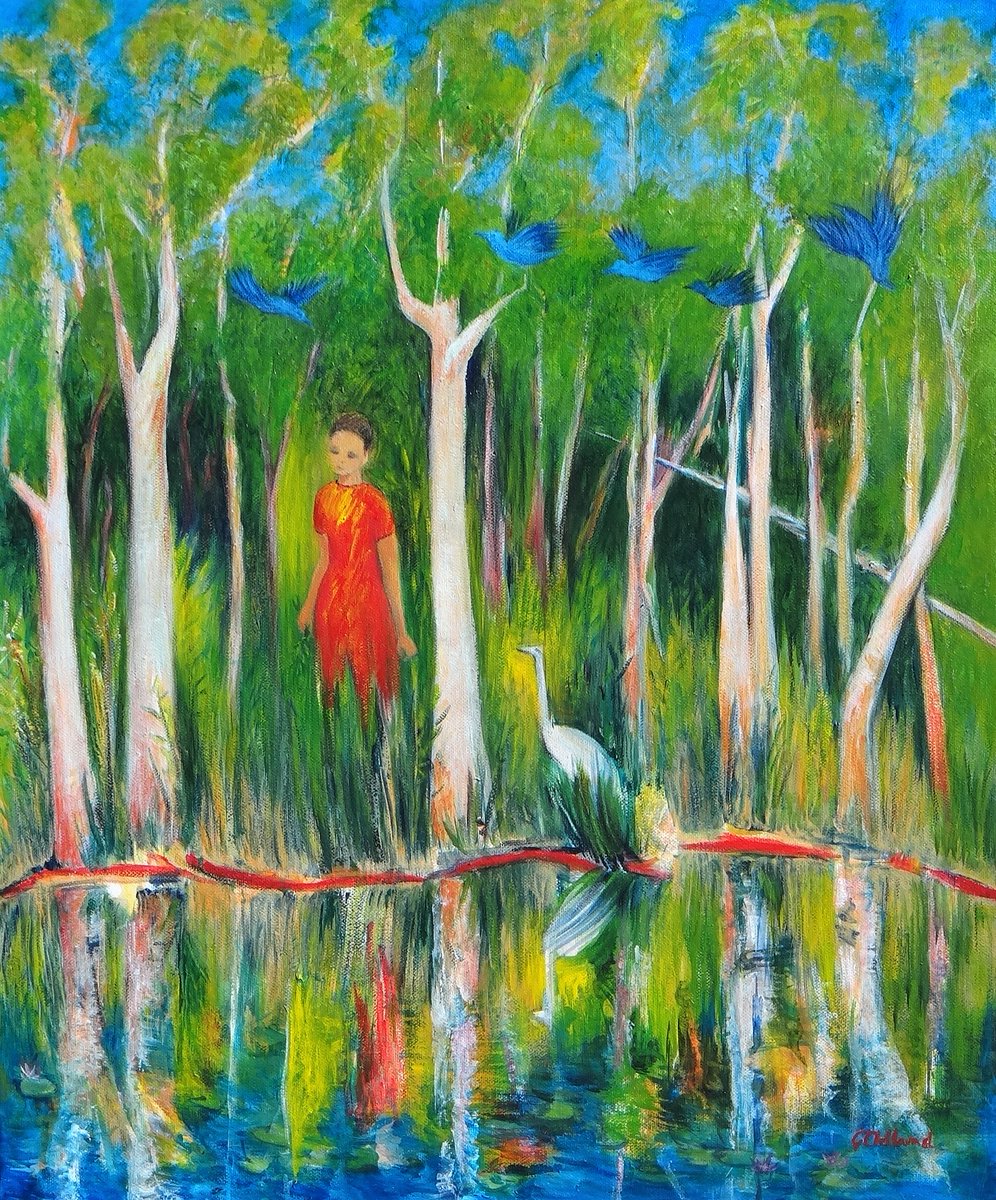 #Brisbane #Kenmore #artcollectors NEW Art West Community Gallery exhibition starting tomorrow at Kenmore Village, Brisbane with talented artists from the Art West Community. GR8 GIFT ideas -2d and 3d . My painting - COME FLY WITH ME .60cmx50cm. gleniseclelland.com.au