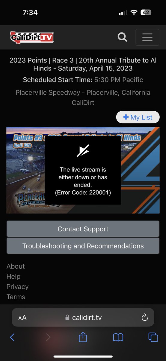bellalashtribe's tweet photo. For the love of God @pvillespeedway please ditch this joke of @calidirttv and go back to @FloRacing!!! There’s no Roku app so you have to stream from your phone to a TV, then the dang thing keeps shutting out and not having a broadcast! Missed my brother’s entire race!!! https://t.co/3iDSbju6fj