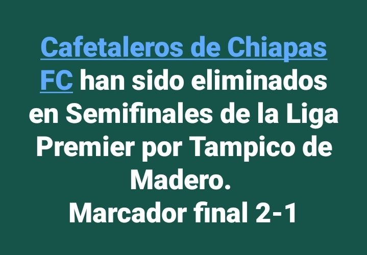 Eliminados nuevamente. 
¡¡Revivan a los <a href="/Chiapas_FC/">JAGUARES FC</a>!!