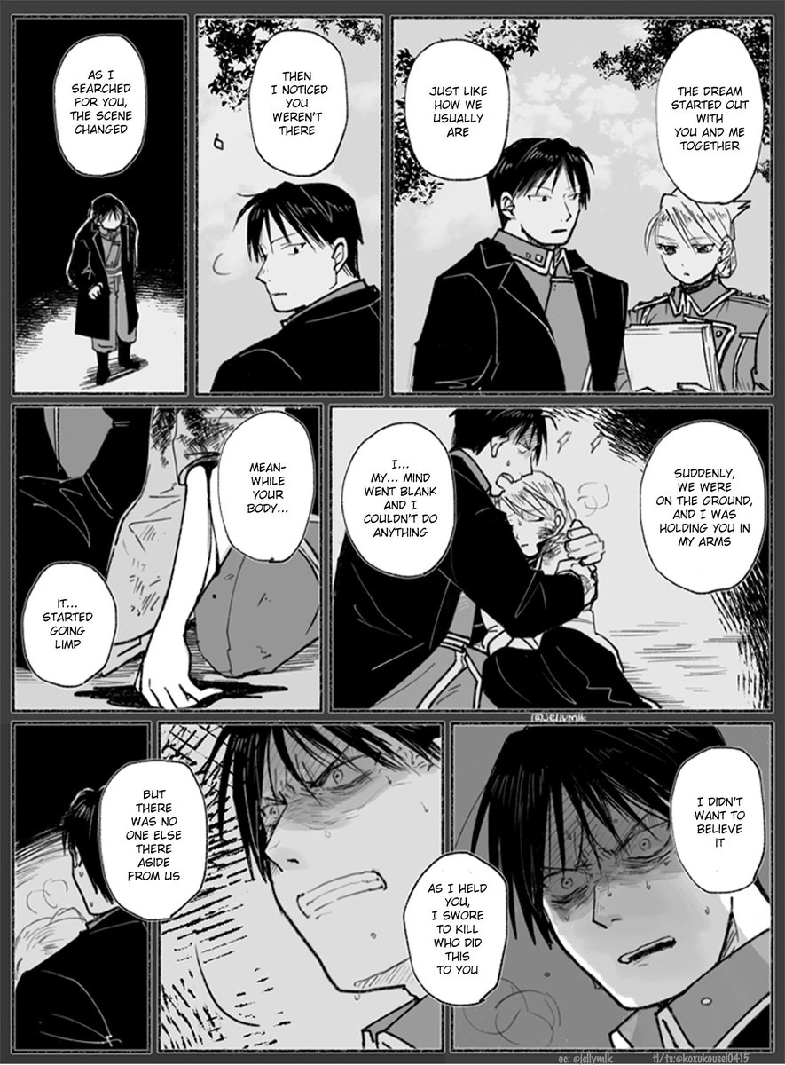 koxukousei0415's tweet photo. EN TL: After the last time, a Mustang that's sleepless due to nightmares, a Riza that lulls him to sleep「1/2」
#royai #royriza #ロイアイ #ロイリザ #FMAB https://t.co/65IXVofTL3