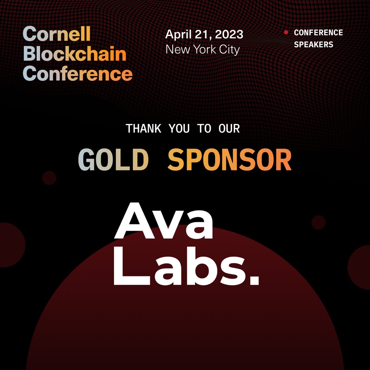 CUBlockchain's tweet photo. We're excited to announce that @avalabsofficial is a Gold Sponsor of the Cornell Blockchain Conference 🌟

Ava Labs is the company behind the cutting-edge @Avax consensus protocol, which enables lightning-fast transaction speeds and provides users with the ability to create and deploy their own custom #blockchain networks. 

We are grateful to Dr. Emin Gün Sirer, John Wu and Joe Ferrara for supporting Cornell Blockchain since its inception to the present. 

Catch Ava Labs recruiting booth at Cornell Blockchain Conference this April 21!

🎟️ Tickets: https://t.co/FResj8voIx