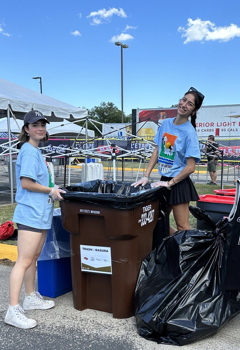 KSABeautiful's tweet photo. Volunteers cleaning up trash and recycling at @SA_Sports Fiesta Fit Fest L’Étape du Tour de France @LetapeSATX #KeepSAbeautiful #ktb #fiestafitfest #greatamericancleanup #tpm https://t.co/KIoeDN0NmN