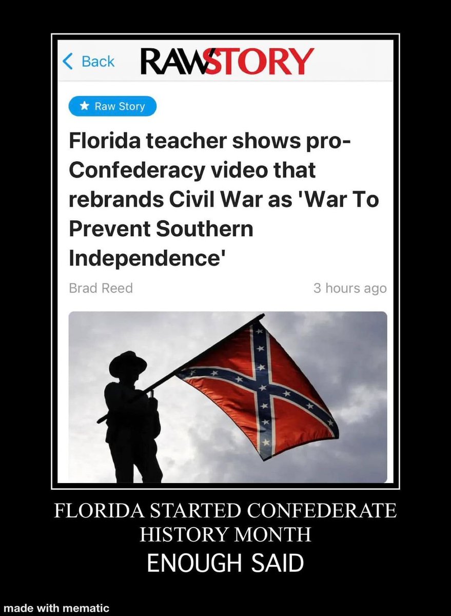 TruePatriotUS's tweet photo. #florida #Desantis #ConfederateHistoryMonth #ConfederateHeritageMonth #RacistAssholes #racistgop #racism #racism https://t.co/rH0J1AjqqR
