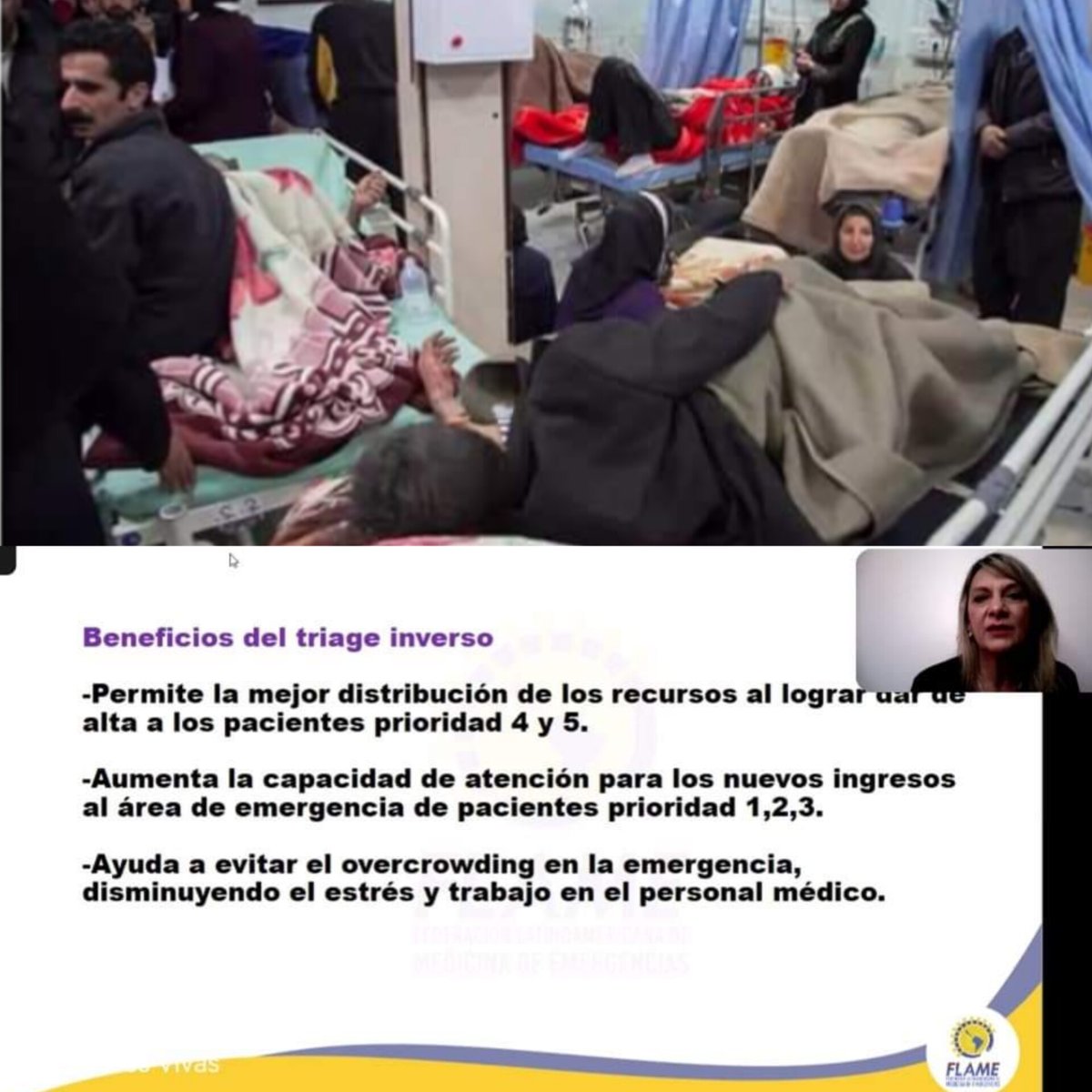 Dra. Mercedes Vivas.
Presidenta de la #SVME
Explica como la aplicación del triage inverso en los #SU y áreas hospitalarias por un equipo de gestores de camas pueden ayudar a disminuir el hacinamiento.
🔗flame-oficial.com
#NoMoreLivesLostWaiting #ResetEmergencyCare