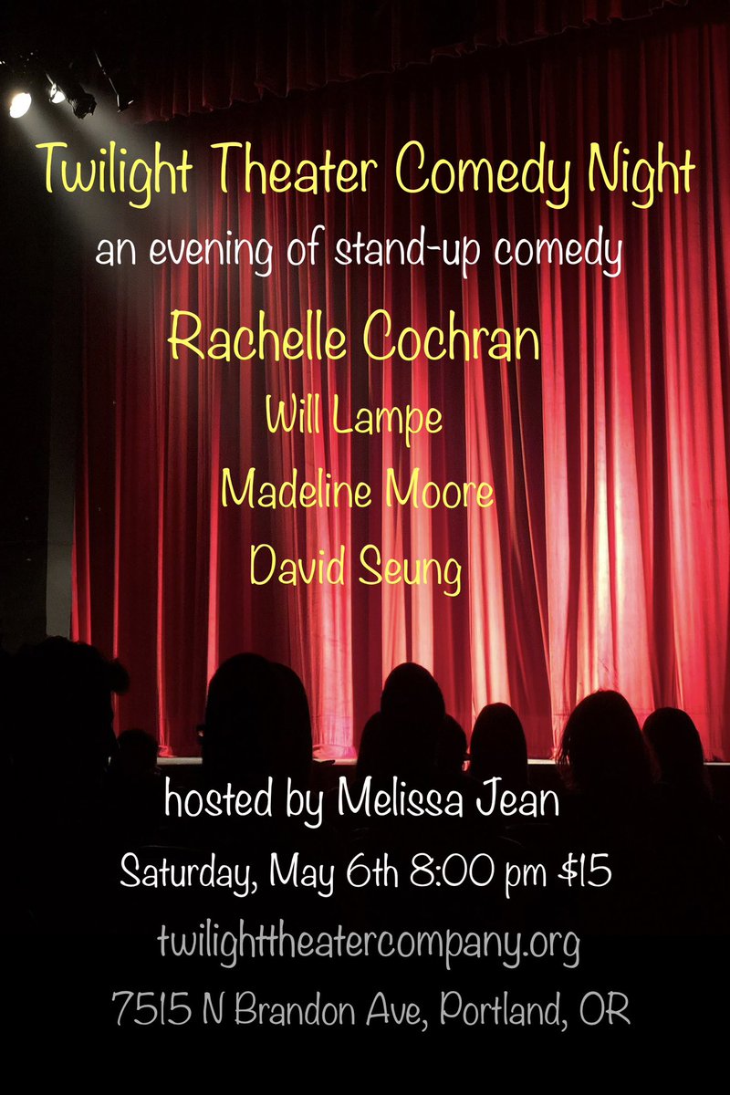 This is a fun way to support local theater, supporting local comics, supporting local theater. The majority of the proceeds go to help fund Twilight Theater Company. #standupcomedy #pdxcomedy #pdxstandup #pdxevents #portlandevents #portlandcomedy