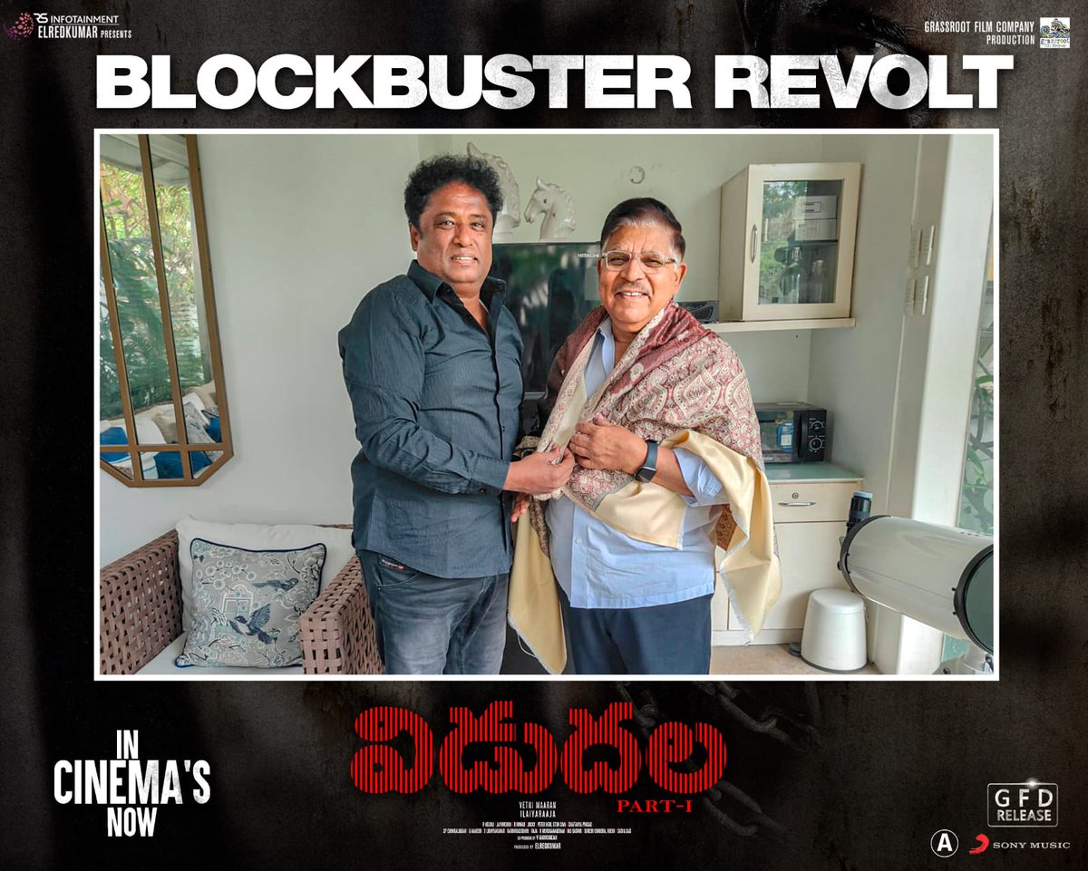 rameshlaus's tweet photo. The Grand Meet of Passionate Producers #AlluAravind &amp; @elredkumar 🔥

Congratulated each other on the Success of #VidudhalaPart1

https://t.co/cNpfK4amo1

#Vetrimaaran @ilaiyaraaja #BunnyVas @GA2Official @VijaySethuOffl @sooriofficial @BhavaniSre @rsinfotainment #GFD https://t.co/W6A8KlGIO0