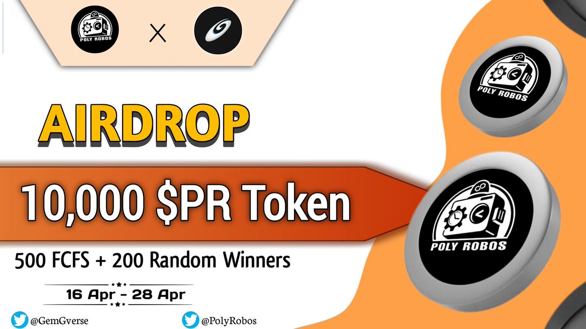 WEB3_Star's tweet photo. 🔥GemGverse X PolyRobos Airdrop #fcfs 🚀

🏆Prize Pool - 10,000 $PR Token (FCFS + Random)

To Enter
✅ Follow @GemGverse &amp; @PolyRobos
✅ RT &amp; Tag 3 Friends
✅ Fill The Form ::- https://t.co/EZAnhAKfgT

⏱️Ends on 28 Apr
#Airdrop #Giveaway #ido #presale #PolygonNFTs #GiveawayAlert https://t.co/vYcKG5xh1w