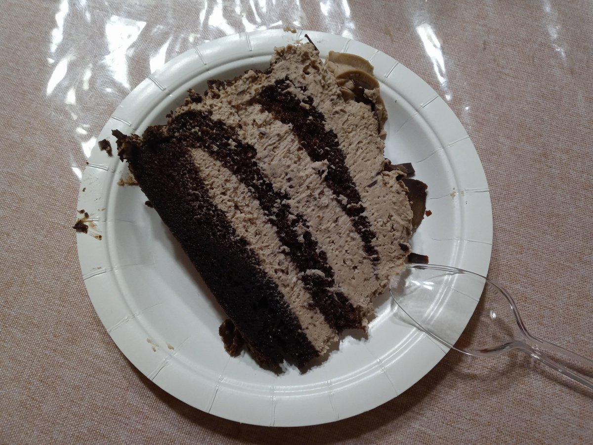 A photo of a slice of my birthday cake. My birthday cake's flavor is Chocolate Mousse. Delicious! 
#birthday #birthdaycake #today #chocolate #chocolatecake #chocolatemousse #cake #birthdaycake  #saturday #sliceofcake  #cakephotography #cakepics #delicious #yummy #sweet
