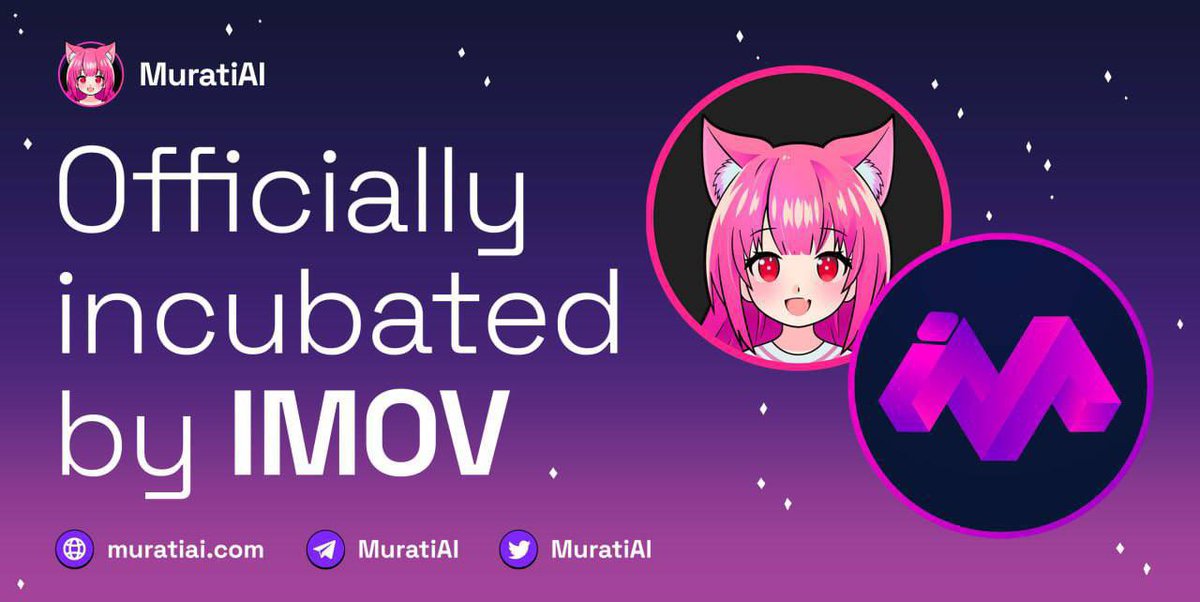 Guys Murati AI is bullish the team is incubate with IMOV team which did more than 20x with 600 BNB HC You gotta check the bullish details here: ✅ Building Murati AI bot ✅ Revenue share for $MuratiAI holders ✅ Create your favorite NFTs @CryptoManmooner #MuratiAI #Murati100x