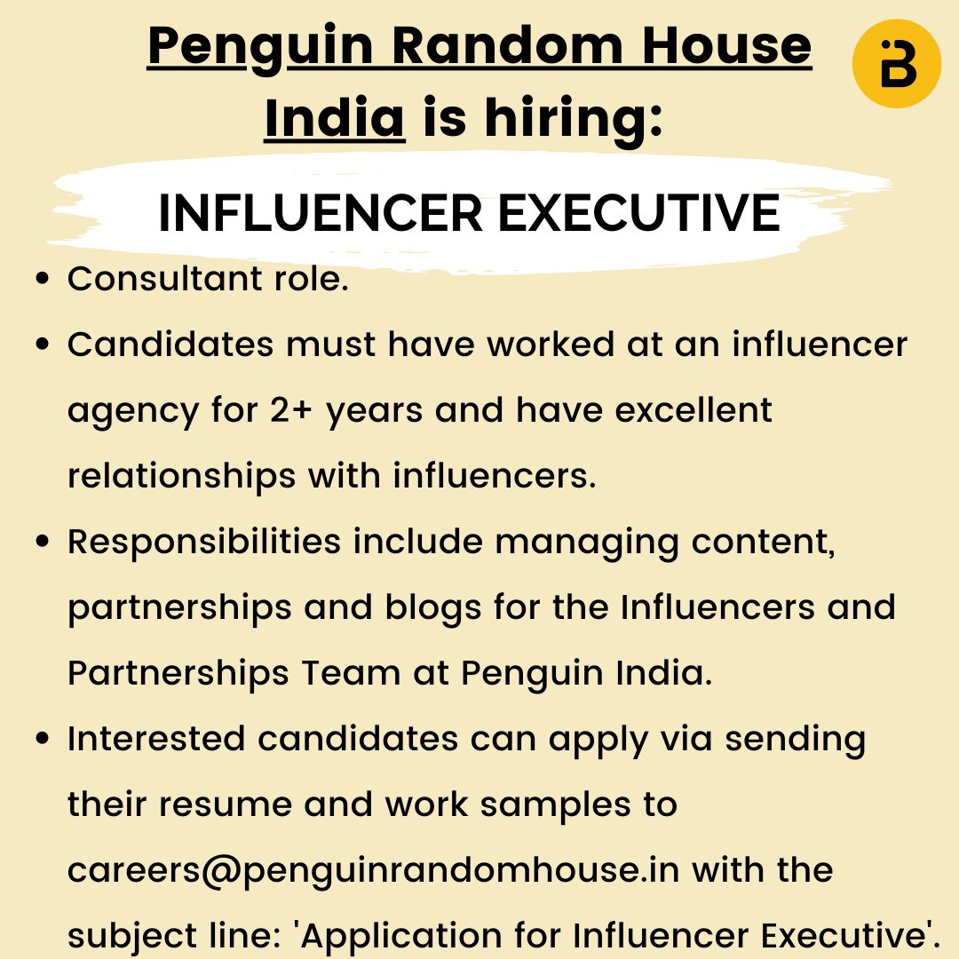 @PenguinIndia @HTSmartcast @DeadAntCo - @GaonConnection is hiring: Copy Editor
- @joinPaperPlanes is hiring: Writer
- @mirchiplus is hiring: Video Editor
- @PenguinIndia is hiring: Influencer Executive
 
(2/2)