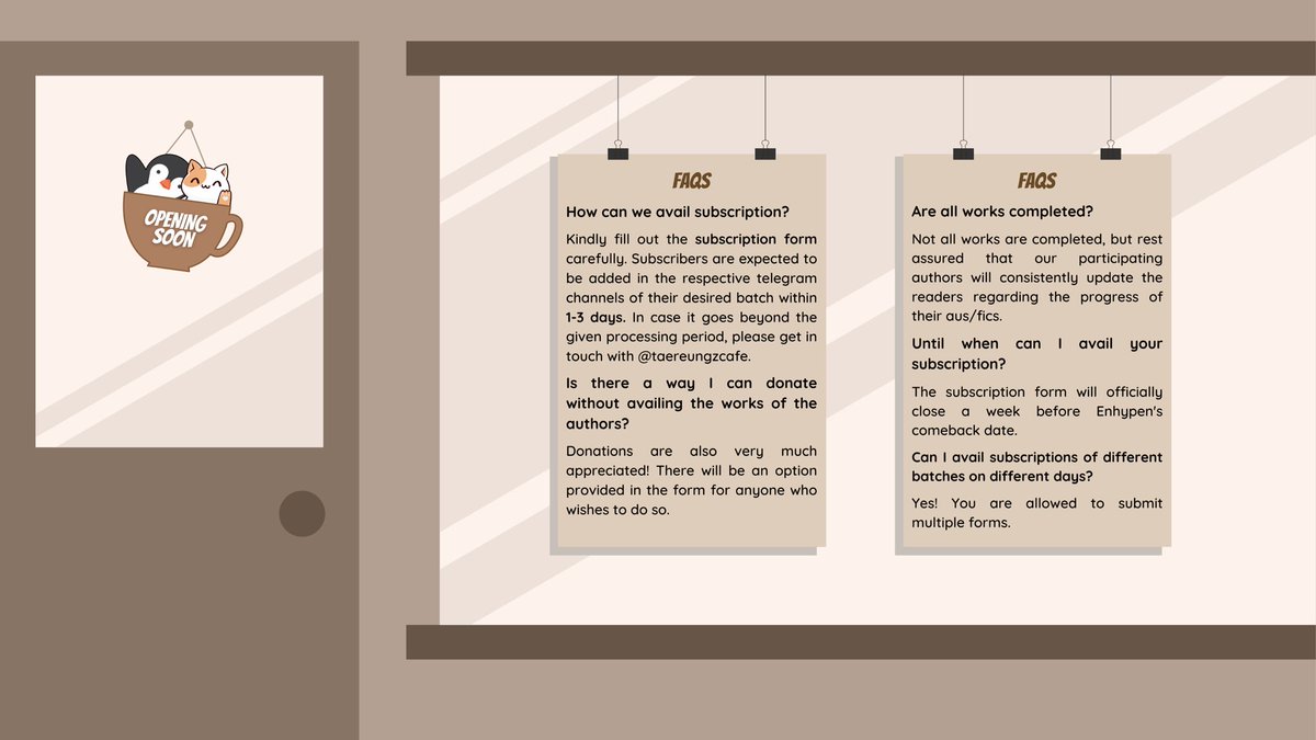 taereungzcafe's tweet image. Something new is on its way… 👀

Here are the bits and pieces of what you need to know in claiming the aromatic works of our dear baristas. We hope to see you all at the cafe! ☕️