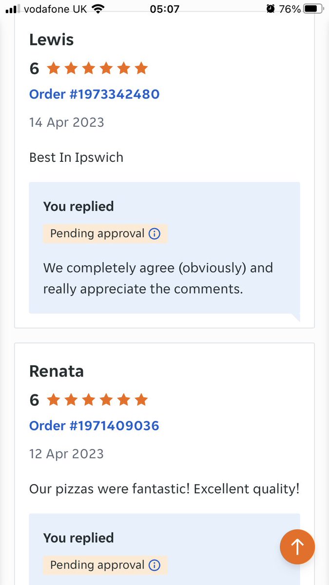 And it is not just on Google. We really appreciate all the comments, even when they are genuine and bad. We hope everyone that orders really enjoyed their food.