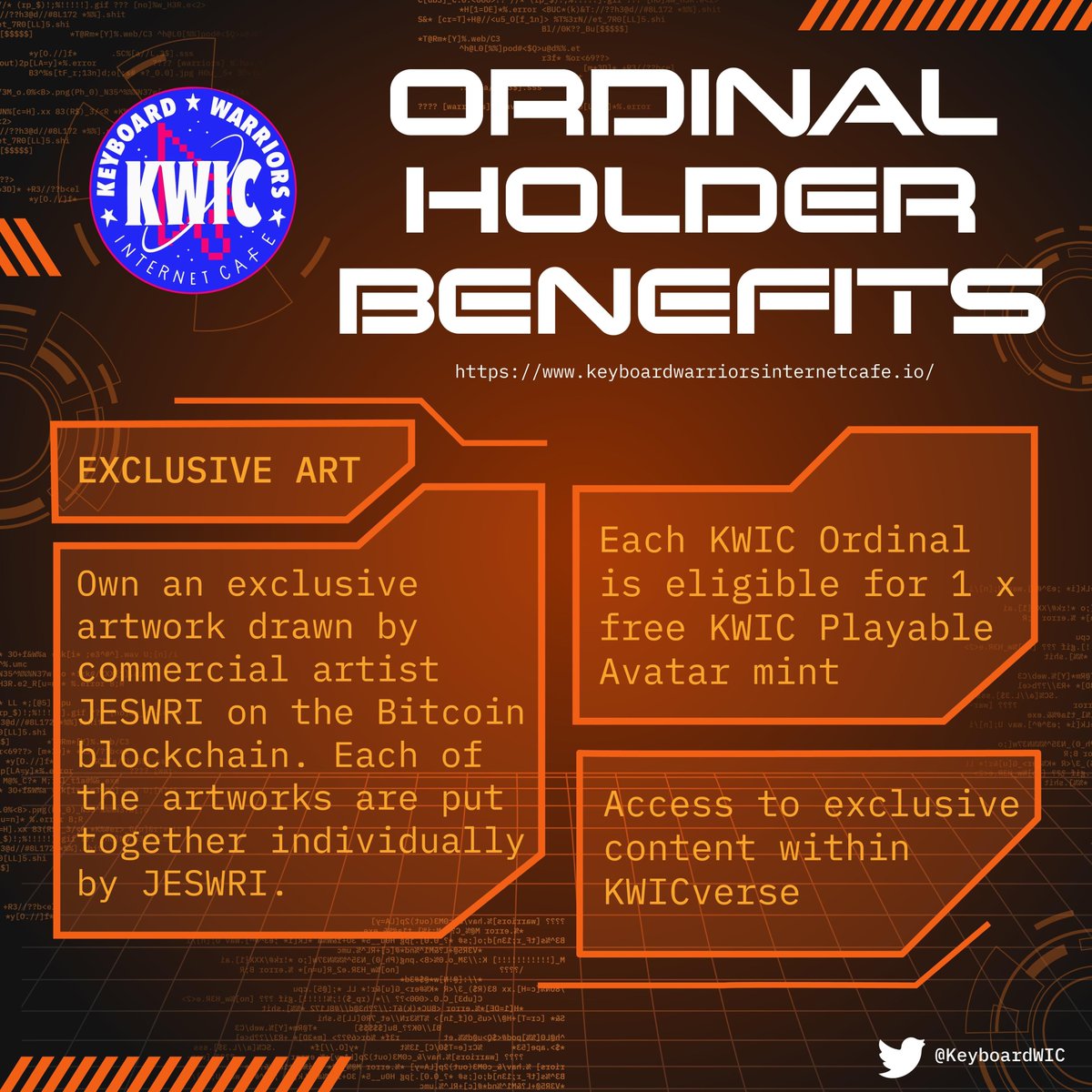 @brokencnfts <a href="/KeyboardWIC/">KWIC - Keyboard Warriors Internet Cafe</a> - Consistent sales, with decreasing listings.

Constant development and delivery on Roadmap.

#KWIC Ordinals Mint soon

$KWIC Token Paper just released 

First project announced to launch on KWIC Launchpad - <a href="/MulgaKongzNFT/">MulgaKongz</a> 

KWICVERSE multiplayer integration soon 🔥