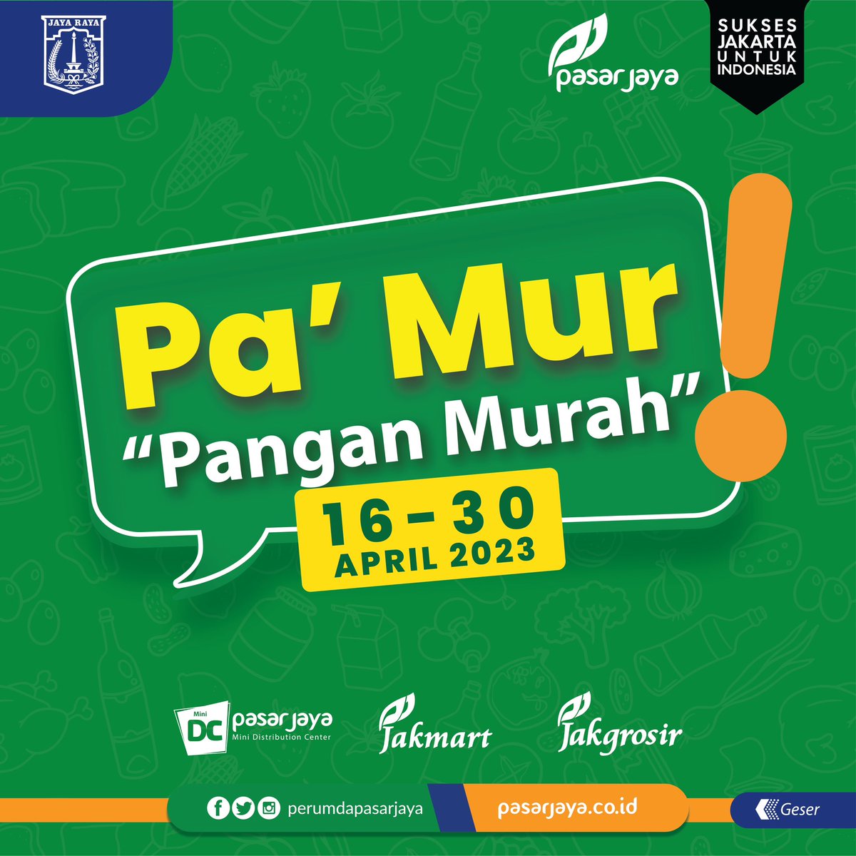 PasarJaya_JKT's tweet photo. Hallo warga DKI Jakarta!

Promo mingguan kini hadir kembali dalam Promo Pa'Mur "Pangan Murah" bulan April di Minggu Ketiga!

Berikut promo #PaMur yang tersedia di Gerai #JakGrosir #JakMart &amp; #MiniDC Perumda Pasar Jaya. https://t.co/IyHHNGJWrv