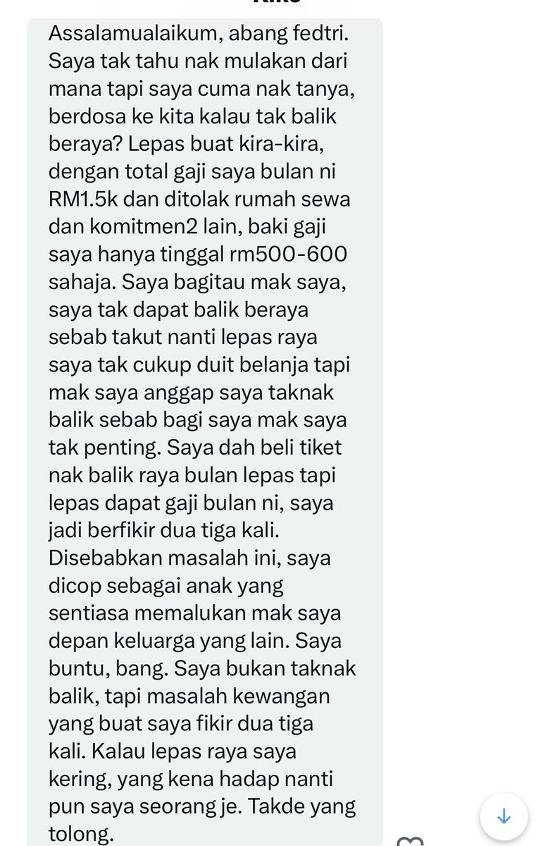 fedtriyahya's tweet photo. Perlukah buat pinjaman untuk balik kampung demi memenuhi tuntutan bonda di kampung? https://t.co/KW0fm11y8r