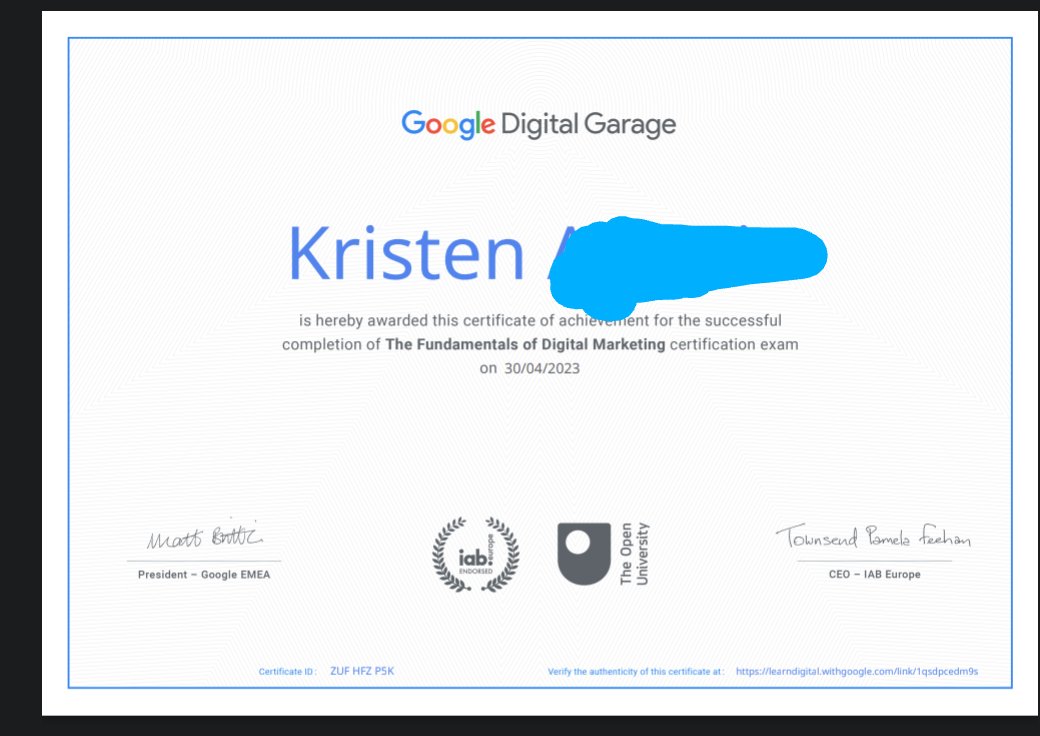 I DID IT! @Google #GoogleDigitalGarage #DigitalMarketing