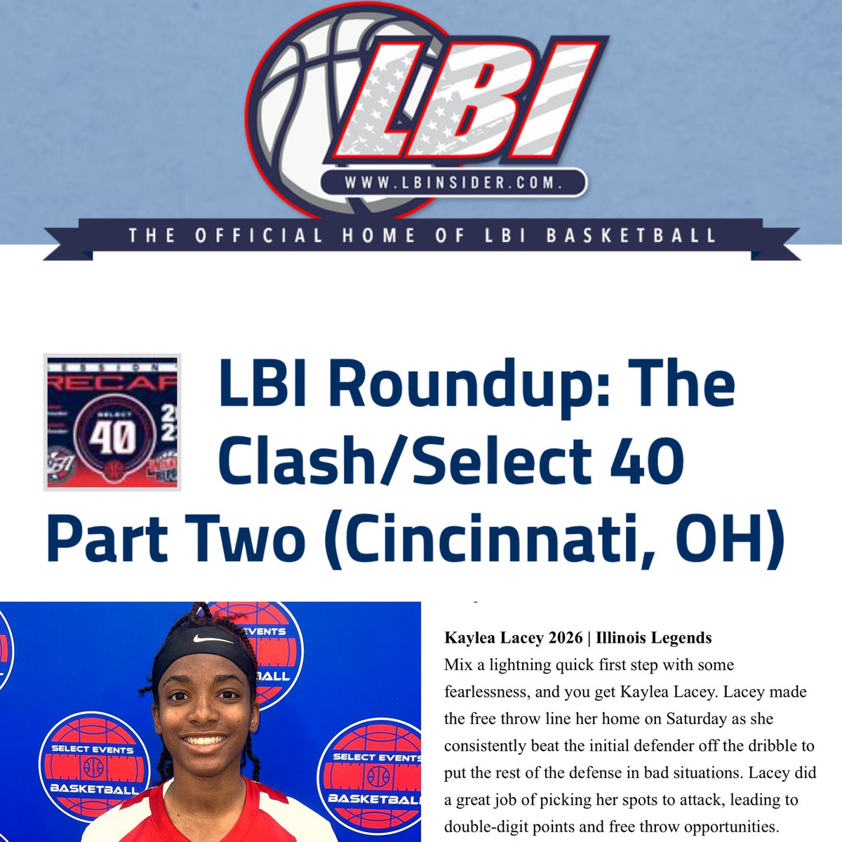 2026 5’10 G Kaylea Lacey @Kaylea_Lacey is showing everyone why she is one of the best Freshman in the country. Kid just has “it” 
- Size 
- Speed 
- Athleticism 
She will be very fun to watch as she continues to expand her 🎒 #ALLIN🔴⚫️⚪️ 

@LBInsider @LBI_Steve @SelectEventsBB