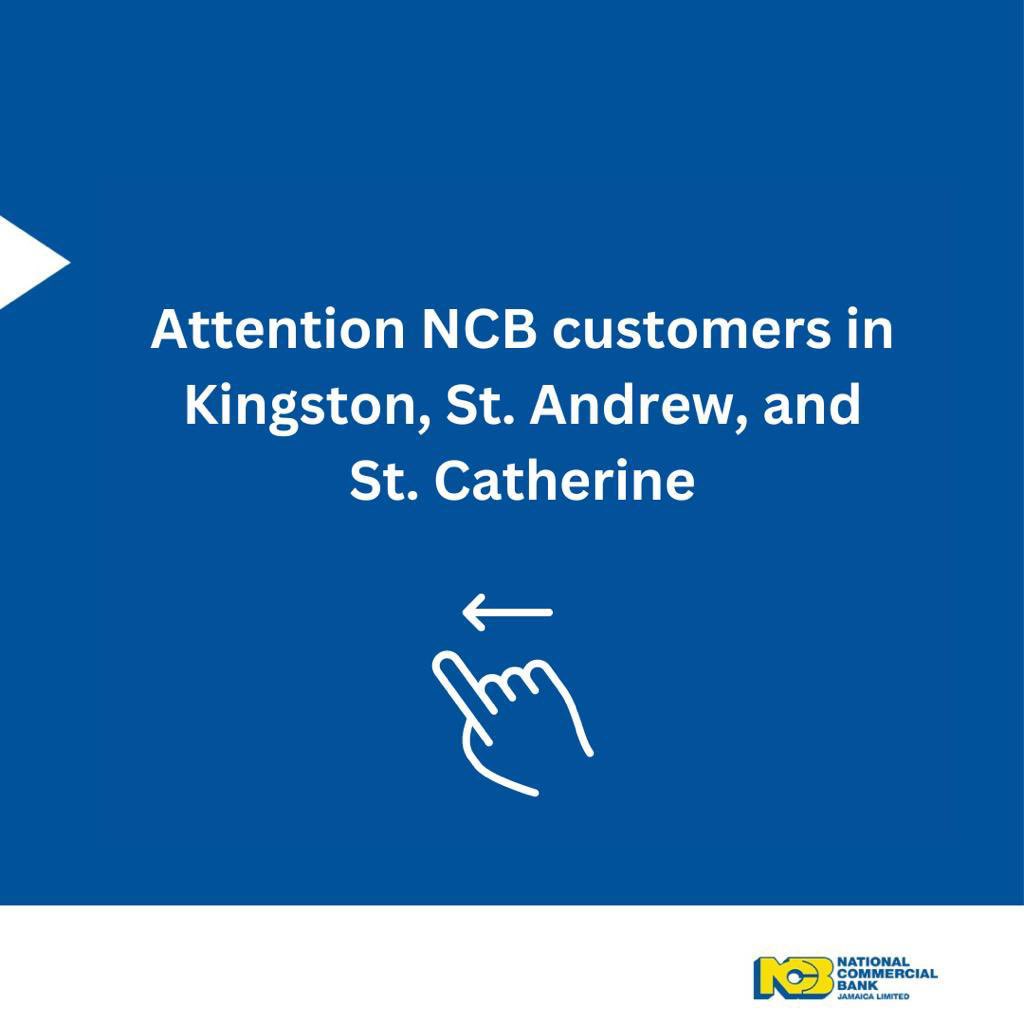 ncbja's tweet photo. Important Advisory for NCB customers in Kingston, St. Andrew, and St. Catherine: 

Due to reduced operations from Beryllium following yesterday's attack, there will be disruptions in our ABM services. https://t.co/UtymOyNgo9