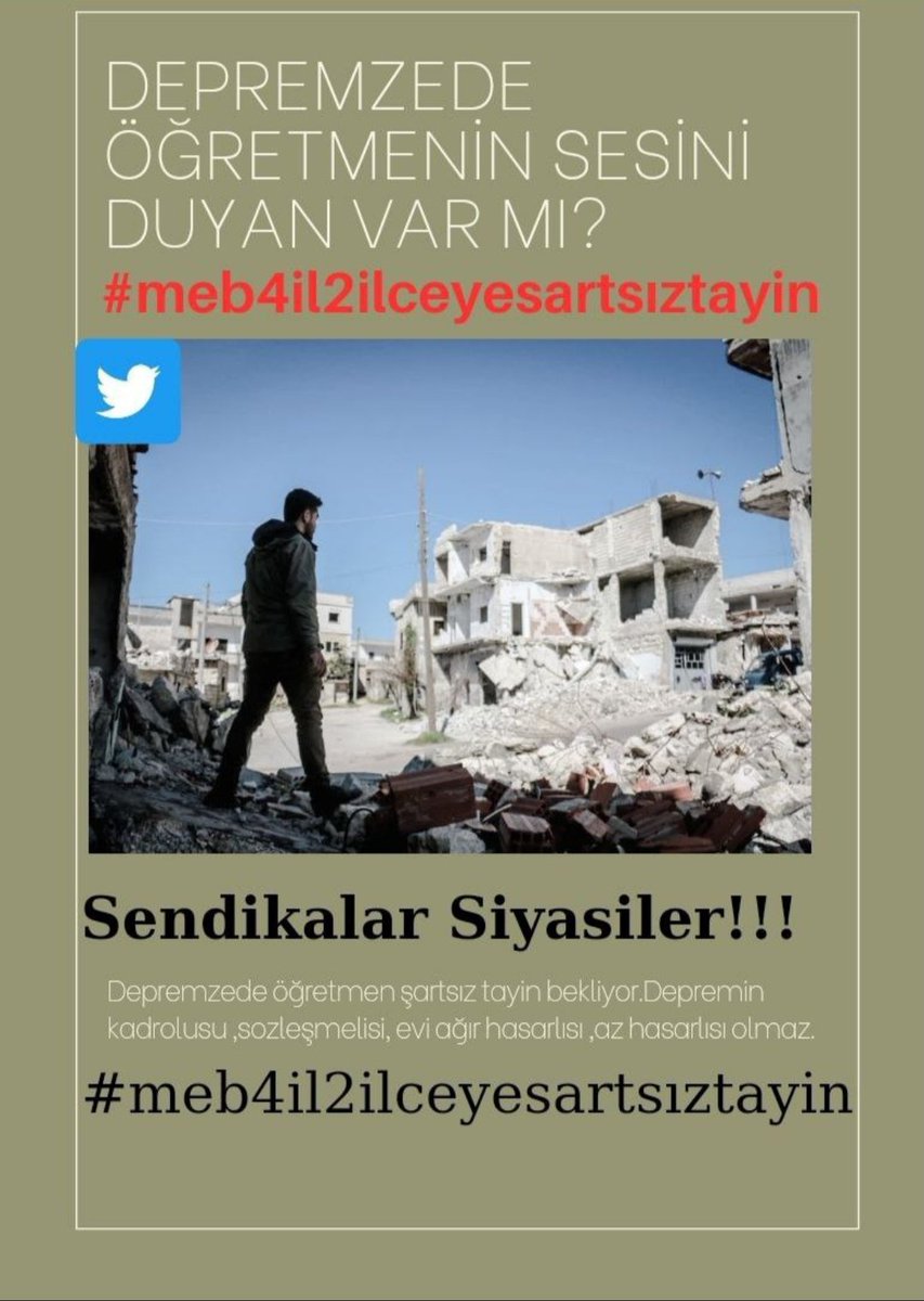 #meb4il2ilceyesartsıztayin
Artık olumlu bir cevap duymak istiyoruz.Çok yıprandık
@FOXhaber 
<a href="/atvcomtr/">atv</a> 
<a href="/KucukkayaIsmail/">Ismail Kucukkaya</a> 
<a href="/ikoncuk/">İSMAİL KONCUK</a> 
<a href="/Fullyaozturk/">Fulya Öztürk</a> 
#meb4il2ilceyesartsıztayin