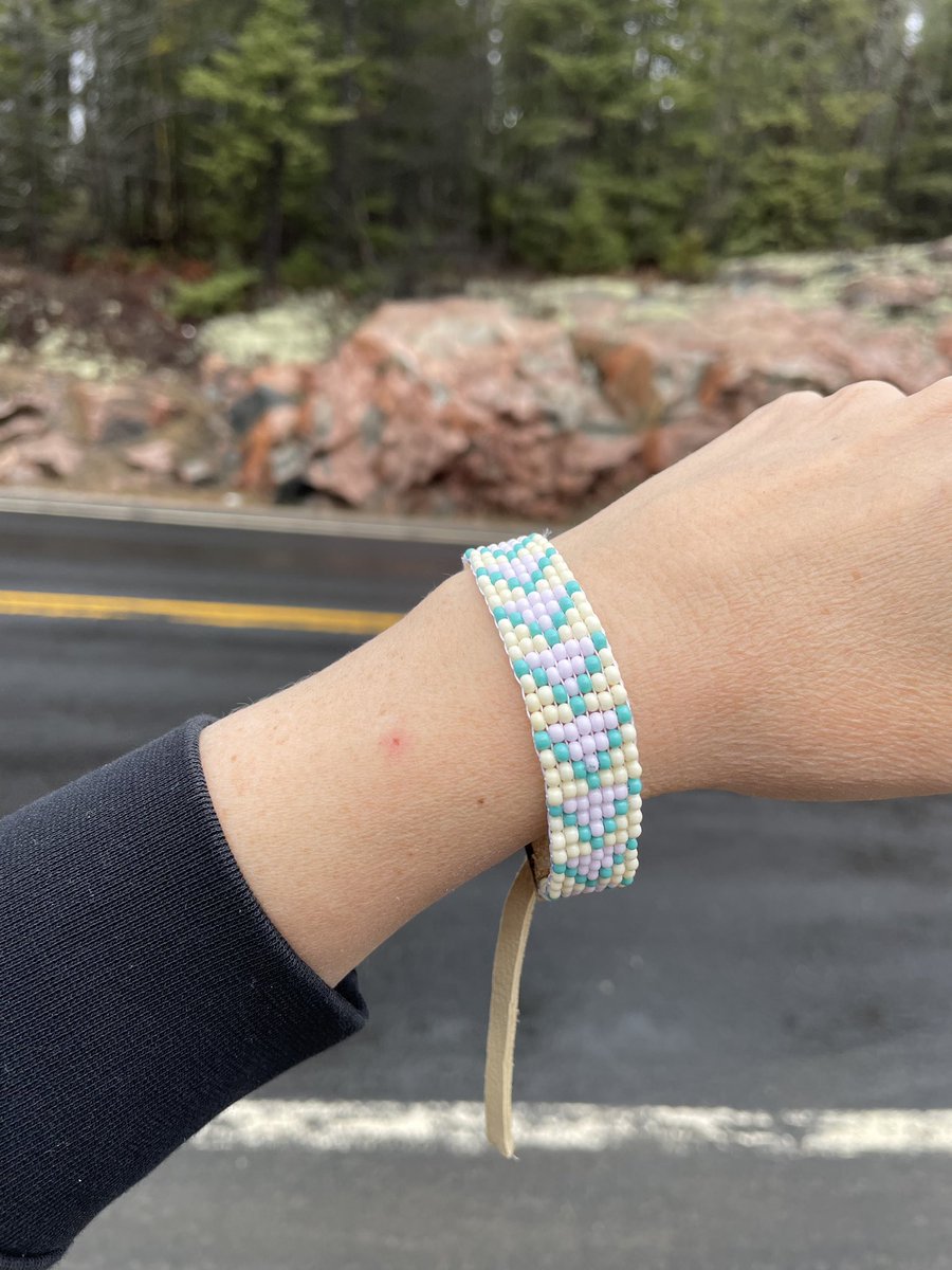 NGinglo's tweet image. Finding out on the drive home that somehow northern nature on a rainy day was an unknown inspiration for the bead choices. #IKMath2023 Thank you for the opportunity and the two days of connections and learning.