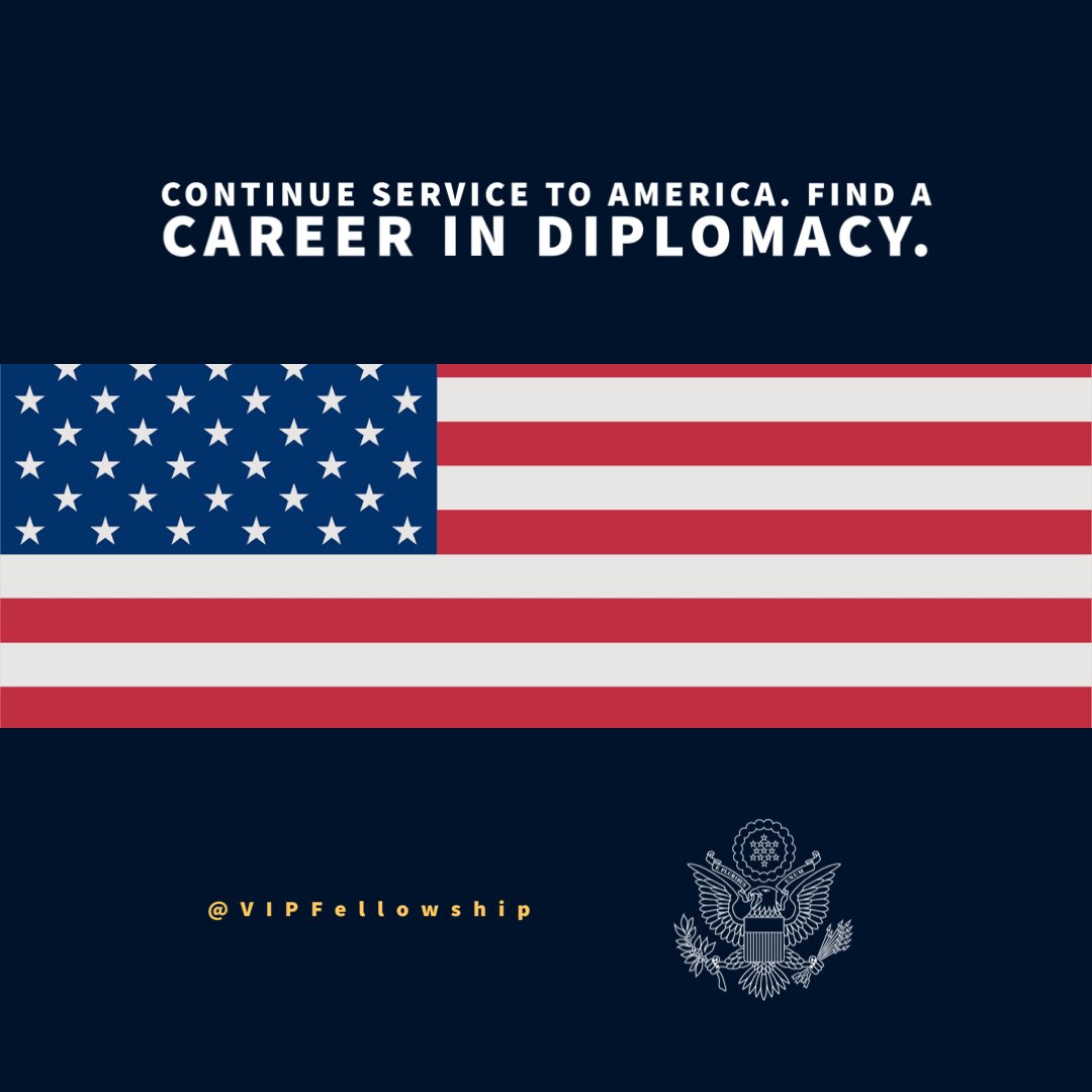 The <a href="/StateDept/">Department of State</a> hosts a yearlong paid, professional program aimed at serving America’s vets by preparing them for diplomacy careers: <a href="/VIPFellowship/">Veterans Innovation Partnership</a>.

Are you a 🇺🇸 #VETERAN with a grad degree interested in foreign affairs? <a href="/doscareers/">DOS Careers</a> may be a next step!

👉 careers.state.gov/interns-fellow…