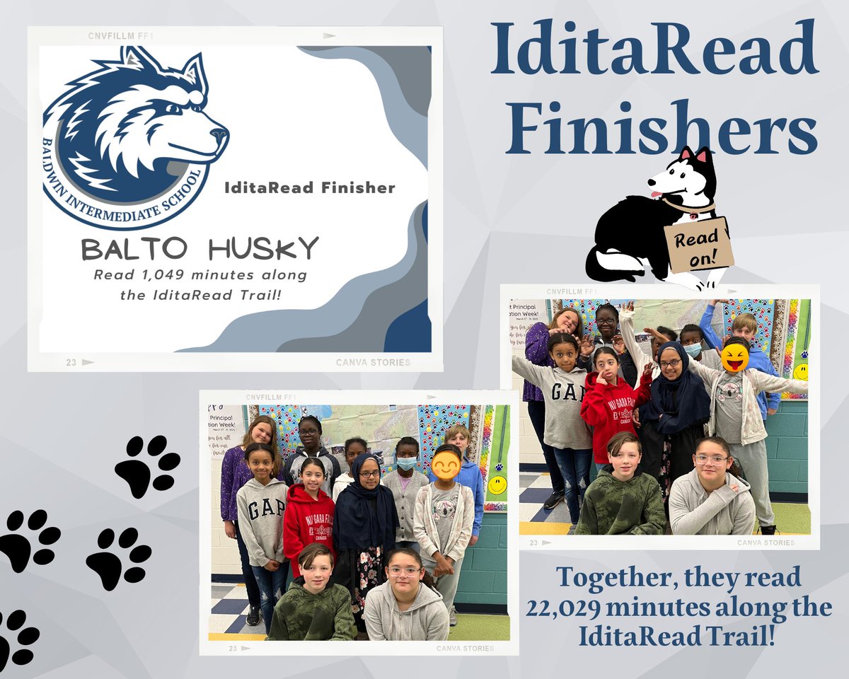 BISHuskyPride's tweet photo. Our Huskies participated in an IditaRead, held in connection w/ the Iditarod Trail Sled Dog Race. Finishers read for 1,049 minutes (the length of the Iditarod Trail is 1,049 miles), &amp; many of our Huskies finished more than once! Thank you, Dr. McCool, for your leadership! https://t.co/gQH5fVspin