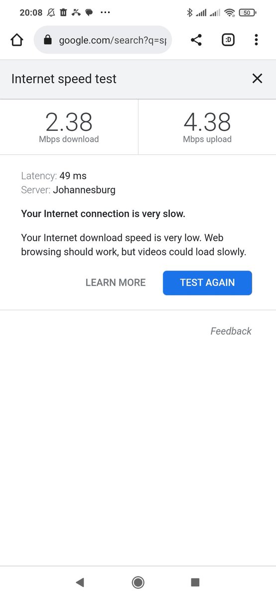 Sort this out. Whined about this before, sent you details, for a few months it's fine then it's back to this again. We pay for a 50/50 line for 5 years (R949 mind you) But we get this? No one is streaming anything yet, because it buffers the entire time! <a href="/CellC_Support/">CellC Support</a> <a href="/CellC/">@CellC</a>