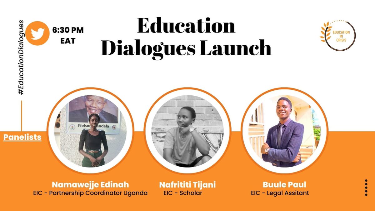 Join this Monday as we launch of our crutial topic of education dialogues ' education is a fundamental right that all children deserve without descrimination' 
#Educationincrisis
#SDG4
@EduInCrisis @PaulineEdinah @EdChatEU @EdChatWorld