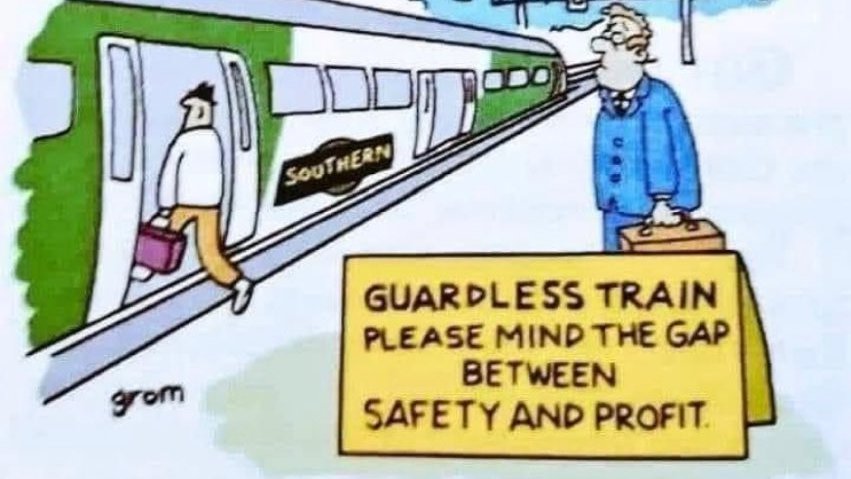 WistfulCass's tweet image. Mark Harper doesn't understand #RMT have been on strike for nearly ONE YEAR

Public now know they're not only fighting for proper pay rise, but to STOP #RailService cuts: CLOSING ALL ticket offices, cutting guards &amp;amp; conductors; VITAL for safety esp' of older people 😠

#BBCLauraK