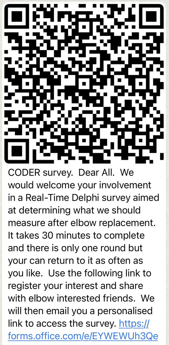 Jill Thomas (@mrsjillthomas) on Twitter photo Please can you assist <a href="/myelbowdoc/">Adam C Watts</a> and take time to complete this Real Time Delphi Survey to help determine what we should measure following TER.
forms.office.com/e/EYWEWUh3Qe
Thank you 😊💪🏻 & please share ✔️
<a href="/Valjones2305Val/">Val jones</a> <a href="/PhysioJulia/">Julia W</a> <a href="/BenHughesPT/">Ben Hughes</a> <a href="/KatyBPhysio/">Katy Boland</a> <a href="/sarahbrphysio/">Sarah Briggs</a> Please can you assist <a href="/myelbowdoc/">Adam C Watts</a> and take time to complete this Real Time Delphi Survey to help determine what we should measure following TER.
forms.office.com/e/EYWEWUh3Qe
Thank you 😊💪🏻 & please share ✔️
<a href="/Valjones2305Val/">Val jones</a> <a href="/PhysioJulia/">Julia W</a> <a href="/BenHughesPT/">Ben Hughes</a> <a href="/KatyBPhysio/">Katy Boland</a> <a href="/sarahbrphysio/">Sarah Briggs</a>