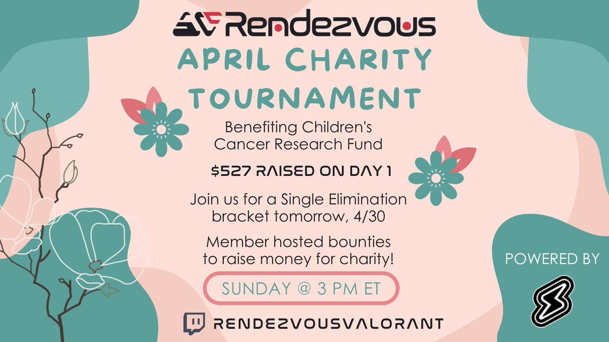 RendezvousVal's tweet photo. Join us for DAY 2 of the Charity Tournament for @childrenscancer starting @ 12PM PT / 3PM ET!

We still have tons of bounties left for DAY 2 to complete!

It's playoffs to day so let us see which teams are #ForTheKids! https://t.co/mBp0ar7Xml